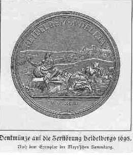 Denkmünze auf die Zerstörung Heidelbergs 1693
