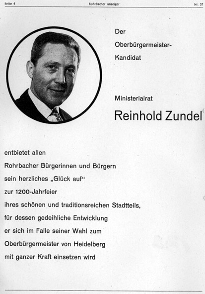 Reinhold Zundel OB-Kandidat 1966